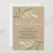 Geschlechtsneutrale rustikale Kraftgrün Babydusche Einladung (Vorderseite)