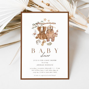 Geschlechtsneutrale rustikale Vintage-Baby-Party Einladung