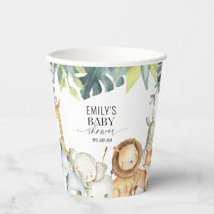 Geschlechtsneutrale Safari-Dschungeltierdusche Pappbecher