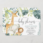 Geschlechtsneutrale Safari-Dschungeltiere Einladung (Vorne/Hinten)