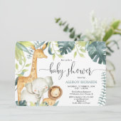 Geschlechtsneutrale Safari-Dschungeltiere Einladung (Stehend Vorderseite)