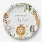 Geschlechtsneutrale Safari-Tiere Baby-Duschnapkins Pappteller (Vorderseite)