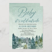 Geschlechtsneutrale Schneeberge Rustikale Babydusc Einladung (Vorne/Hinten)