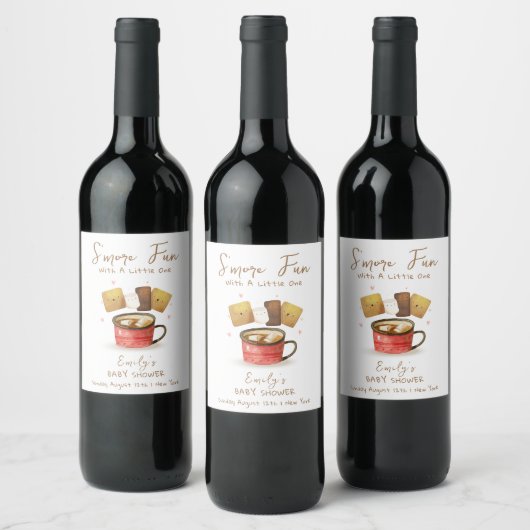 Geschlechtsneutrale S'more Fun Fall Babydusche Weinetikett (Flaschen)