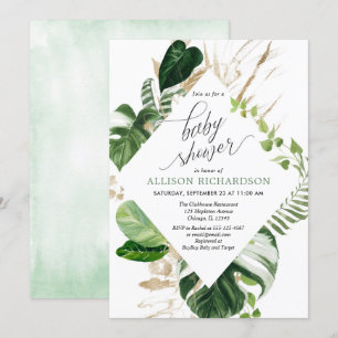 Geschlechtsneutrale tropische Dusche aus goldenem  Einladung