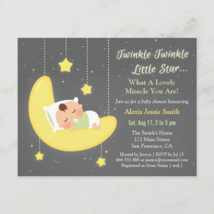 Geschlechtsneutrale Twinkle Little Star Babyparty Einladung