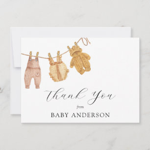 Geschlechtsneutrale Vintage-Baby-Babyparty-Dankesc Dankeskarte