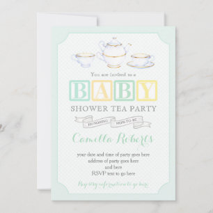 Geschlechtsneutrale Vintage-Baby-Shower-Teeparty Einladung