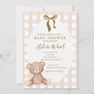 Geschlechtsneutrale Vintage-Teddybär-Baby-Party Einladung