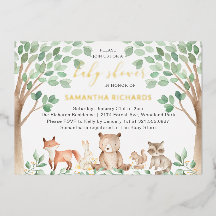 Geschlechtsneutrale Waldtiere Baby Shower Gold