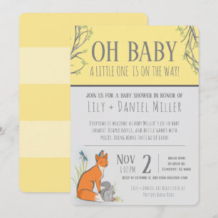Geschlechtsneutrale Waldtiere Baby Shower Streifen Einladung