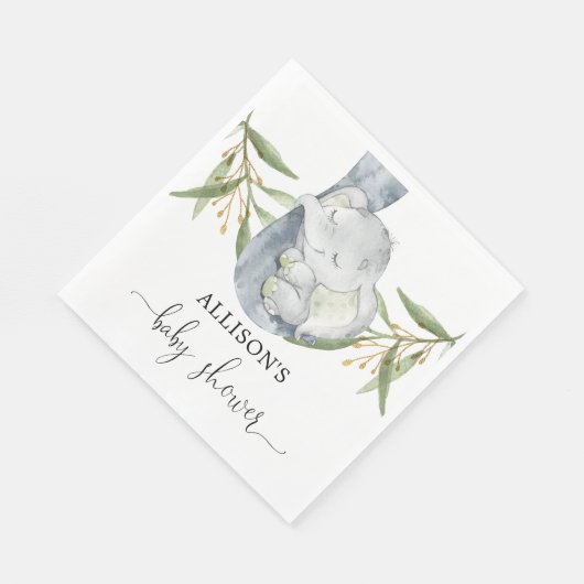 Geschlechtsneutrale Wasserfarbe des Babyelefons Serviette (Ecke)