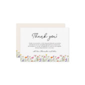 Geschlechtsneutrale Wildblume Boho Baby Shower Mitteilungskarte (Vorderseite/Rückseite Beispiel)