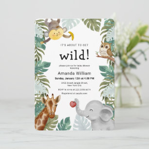 Geschlechtsneutrale wilde Sarafi-Tiere Baby Shower Einladung