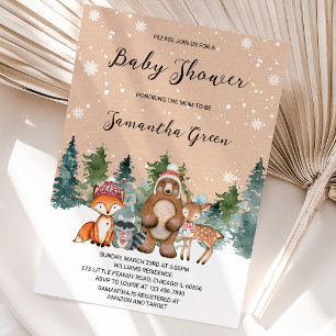 Geschlechtsneutrale Winter-Wald-Baby-Party Einladung