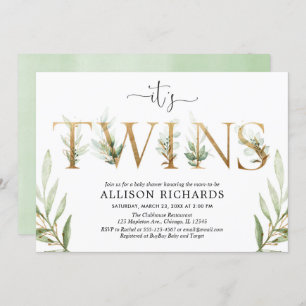 Geschlechtsneutrale Zwillinge Babydusche Einladung