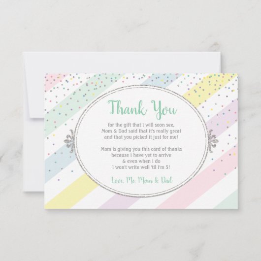 Geschlechtsneutraler Babysprinkle Flat Dankeschön Dankeskarte (Rückseite)