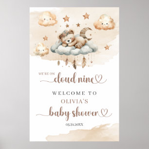 Geschlechtsneutraler, beige schlafender Teddybär Poster