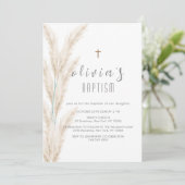 Geschlechtsneutraler Boho Pampas Christening Taufe Einladung (Stehend Vorderseite)