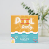 Geschlechtsneutraler moderner tropischer Pool Part Einladung (Stehend Vorderseite)