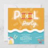 Geschlechtsneutraler moderner tropischer Pool Part Einladung (Vorderseite)