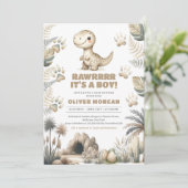 Geschlechtsneutraler niedlicher Baby-Dinosaurier p Einladung (Stehend Vorderseite)