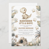 Geschlechtsneutraler niedlicher Baby-Dinosaurier p Einladung (Vorne/Hinten)