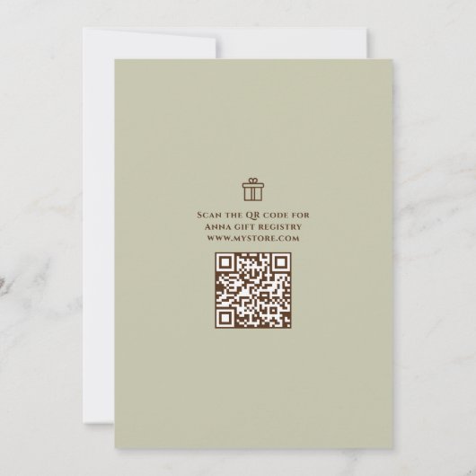 Geschlechtsneutraler Teddy-Bär QR-Code Geschenkreg Einladung (Rückseite)