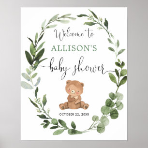 Geschlechtsneutraler Teddybär Babydusche Begrüßung Poster