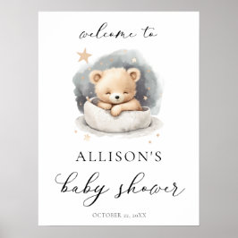 Geschlechtsneutraler Teddybär Babydusche Begrüßung Poster