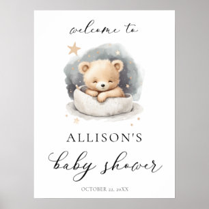 Geschlechtsneutraler Teddybär Babydusche Begrüßung Poster