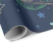 Geschlechtsneutraler Weltraum zum ersten Geburtsta Geschenkpapier (Rolleneckpunkt)