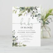 Geschlechtsneutrales Baby in Blütengrüne Babydusch Einladung (Stehend Vorderseite)