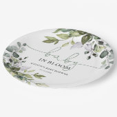 Geschlechtsneutrales Baby in Blütengrüne Babydusch Pappteller (Schrägansicht)