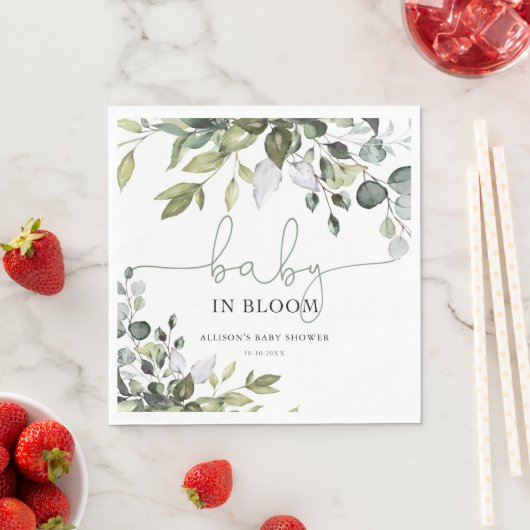 Geschlechtsneutrales Baby in Blütengrüne Babydusch Serviette (Beispiel)