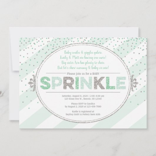 geschlechtsneutrales Babysprinkett einladen grünes Einladung (Vorderseite)