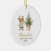 Geschlechtsneutrales Bärchen zum ersten Weihnachte Keramik Ornament (Rechts)