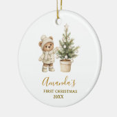Geschlechtsneutrales Bärchen zum ersten Weihnachte Keramik Ornament (Links)