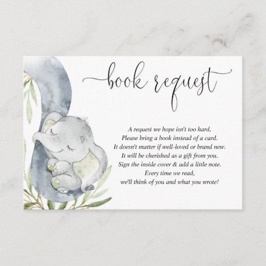 Geschlechtsneutrales Elefantenbuch anstelle von Ka Begleitkarte (Vorderseite)