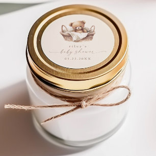 Geschlechtsneutrales Teddybär-Boho-Baby-Shower-Ges Runder Aufkleber