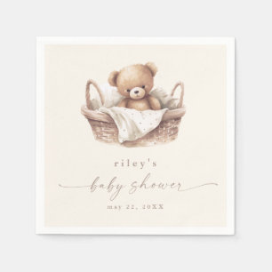 Geschlechtsneutrales Teddybär-Boho-Baby-Shower Serviette