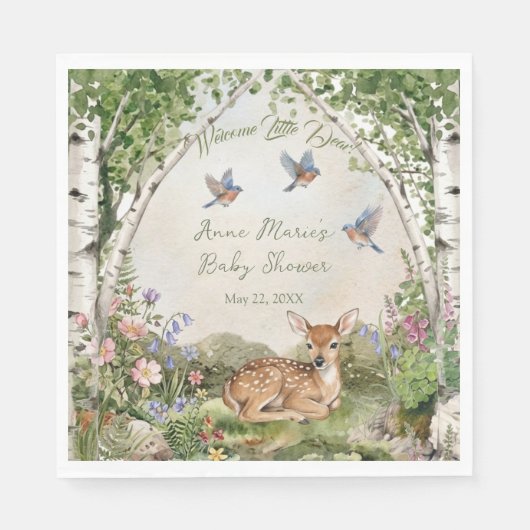 Geschlechtsneutrales Wald-Bogen- und Rehkind-Babys Serviette (Vorderseite)