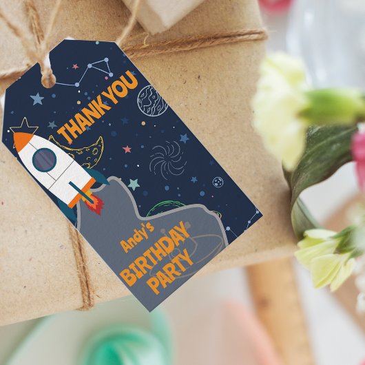 Geschlechtsneutrales Weltraum 1. Geburtstags Danke Geschenkanhänger