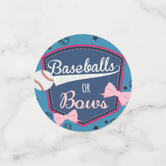 Geschlechtsoffenbarung Baseball oder Bögen Konfetti (Klein Vorderseite)