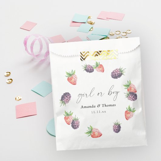 Geschlechtsoffenbarung Beeren. Mädchen oder Junge Geschenktütchen