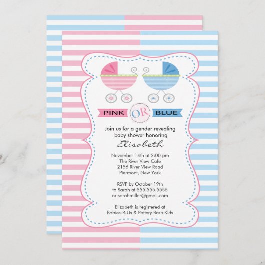 Geschlechtsoffenbarung Mädchen oder Baby-Dusche Einladung (Vorne/Hinten)