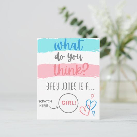 Geschlechtsoffenbarung (so als würde sie vortäusch postkarte (Stehend Vorderseite)