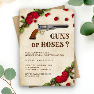 Geschlechtsoffenbarungsfeier mit Waffen oder Rosen Einladung