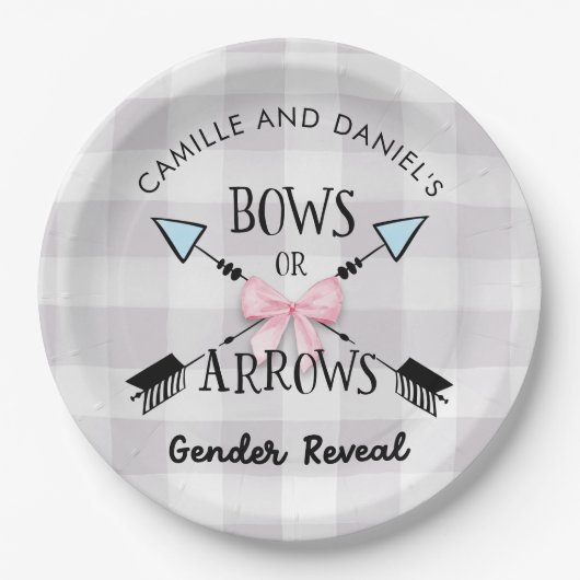 Geschlechtsoffensichtliche Bögen oder Pfeile Baby- Pappteller (Vorderseite)