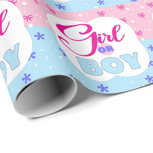 Geschlechtsoffensichtliche Mädchen oder Junge Geschenkpapier (Rolleneckpunkt)